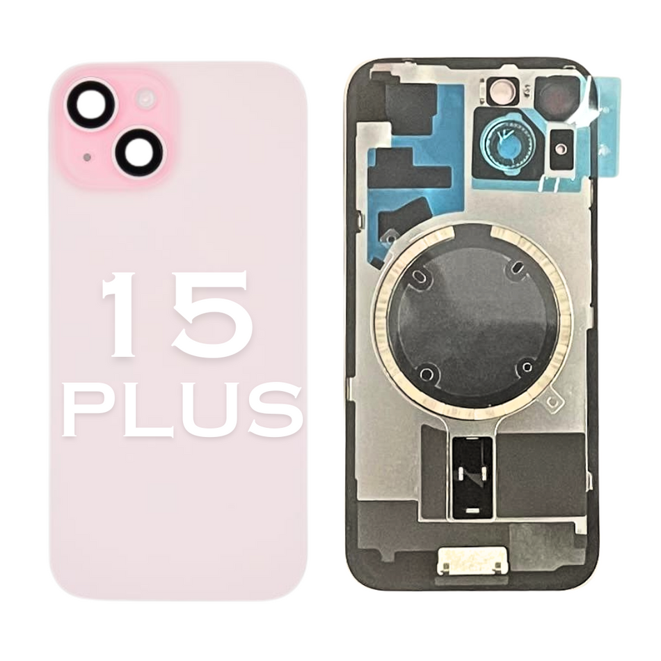 Back Glass For iPhone 15 Plus With Steel Plate With MagSafe Magnet-Pink