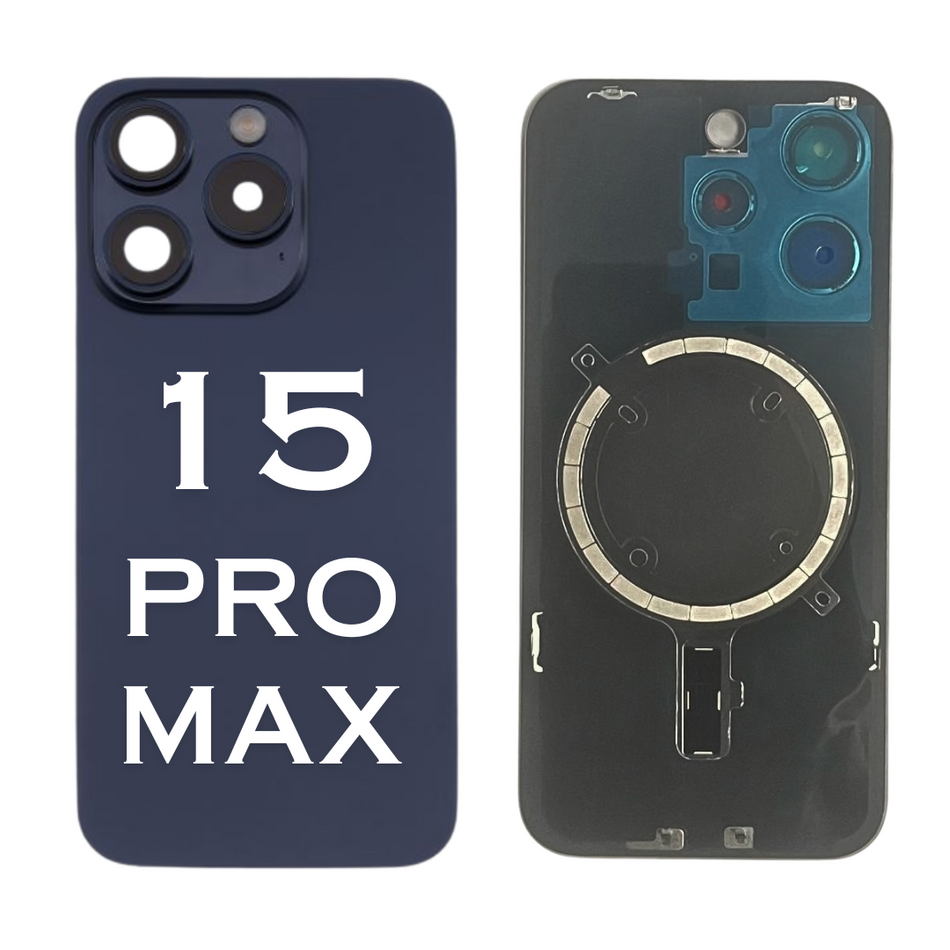 Back Glass For iPhone 15 Pro Max With Steel Plate With MagSafe Magnet-Blue