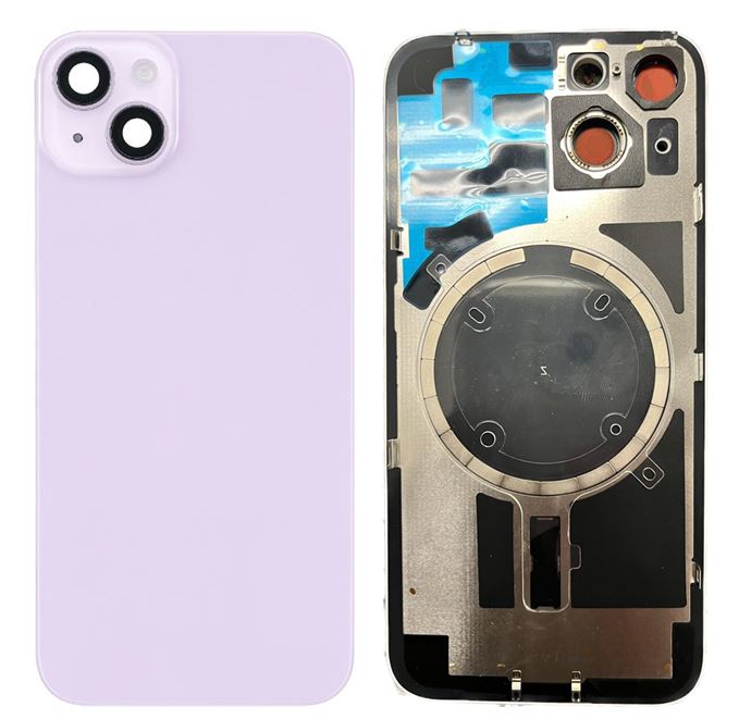Back Glass with Steel Plate and Magnets Compatible for iPhone 14 Purple
