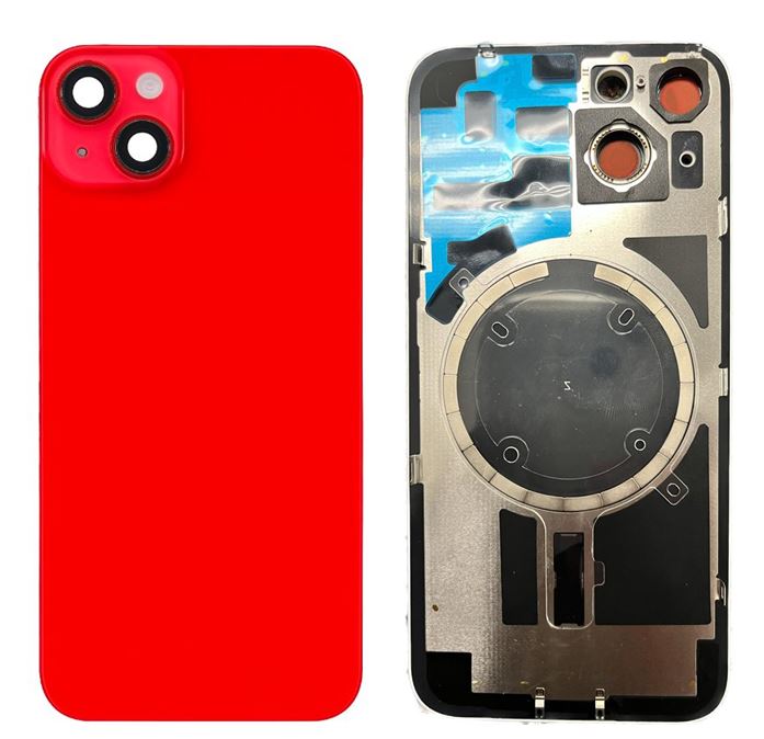 Back Glass with Steel Plate and Magnets Compatible for iPhone 14 Red