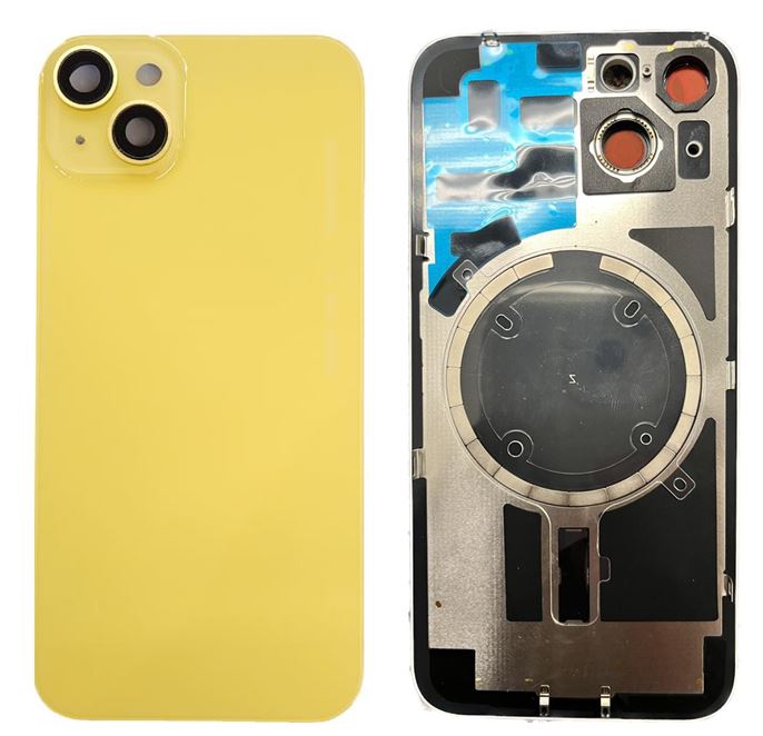 Back Glass with Steel Plate and Magnets Compatible for iPhone 14  Yellow