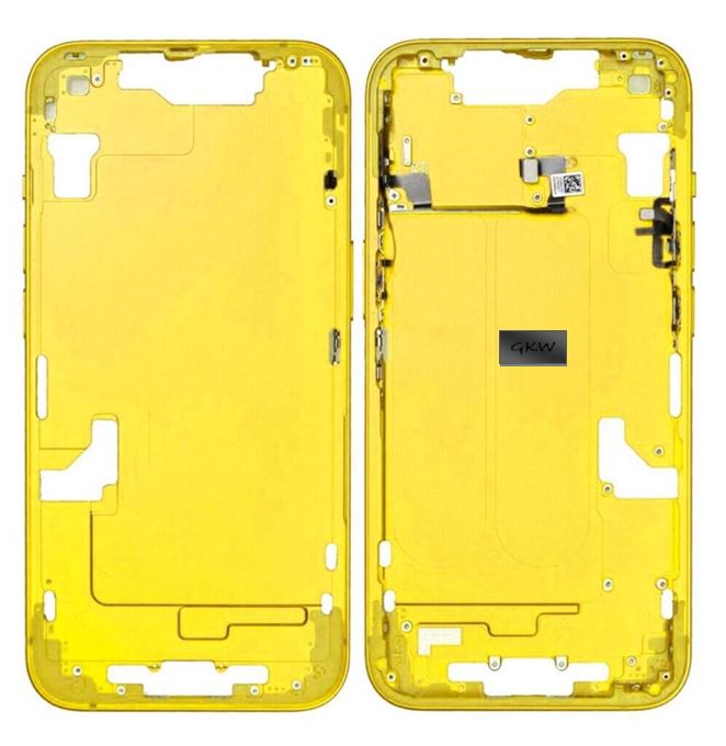 iPhone 14 Middle Frame Housing and Back glass with Parts (Yellow)