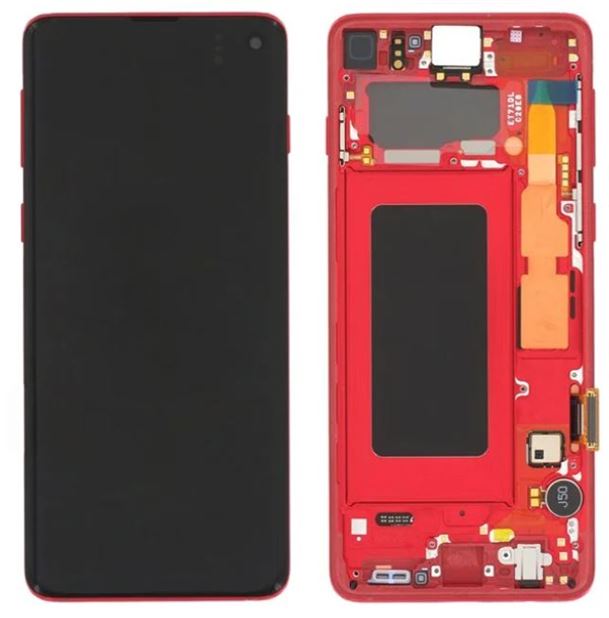 Samsung Galaxy S10 LCD Screen Digitizer Replacement With Frame-Red OEM  (SM-G973)