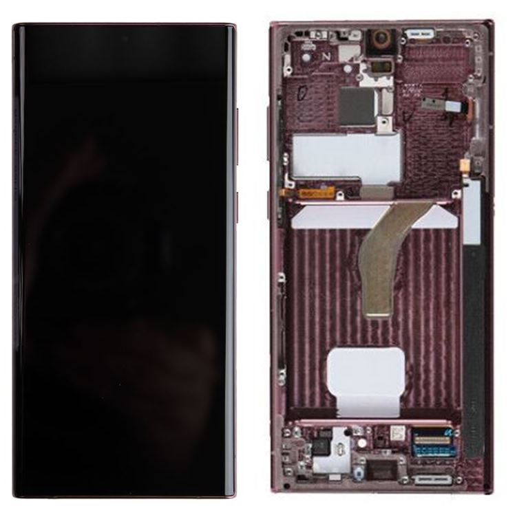 Samsung Galaxy S22 Ultra OEM LCD Display Assembly With Frame Burgundy (SM-S908)