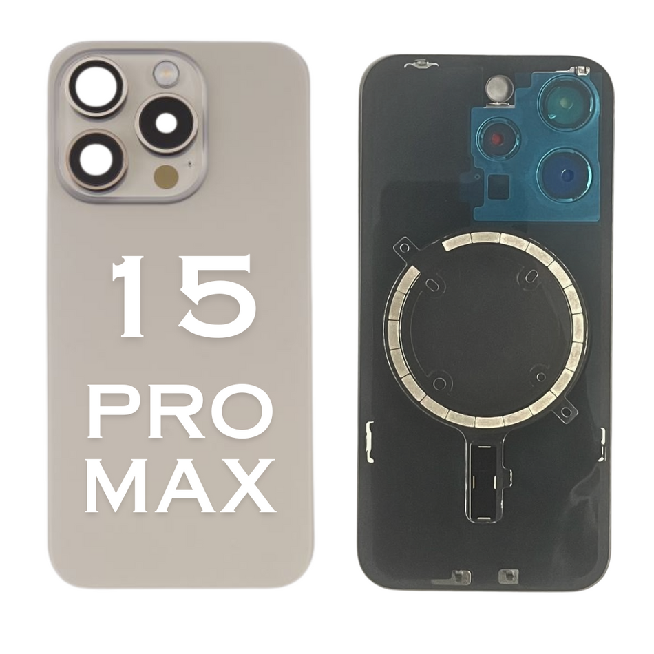Back Glass For iPhone 15 Pro Max With Steel Plate With MagSafe Magnet-Titanium