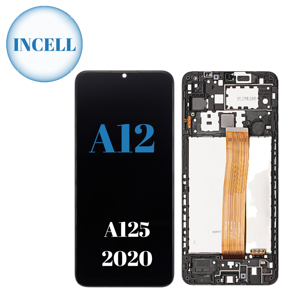 Samsung Galaxy A12 LCD Replacement Black With Frame-OEM