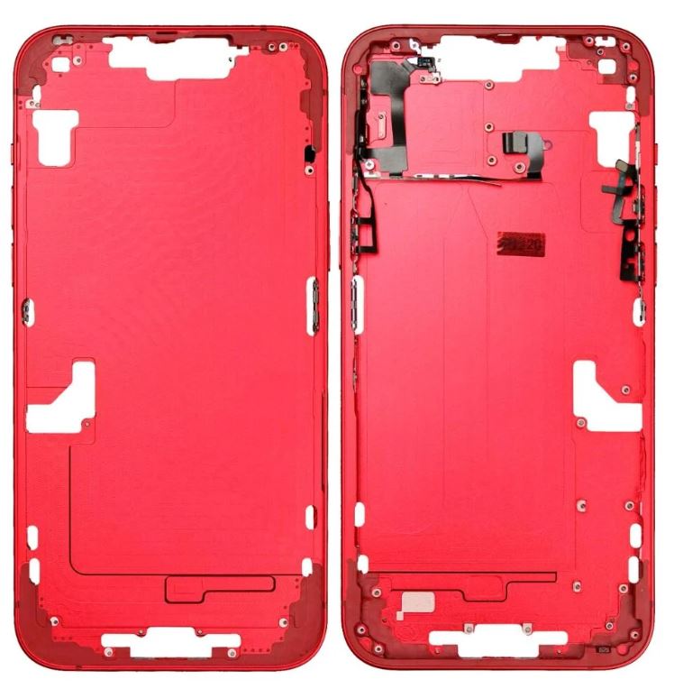 iPhone 14 Plus Middle Frame Housing and Back glass with Parts (Red)