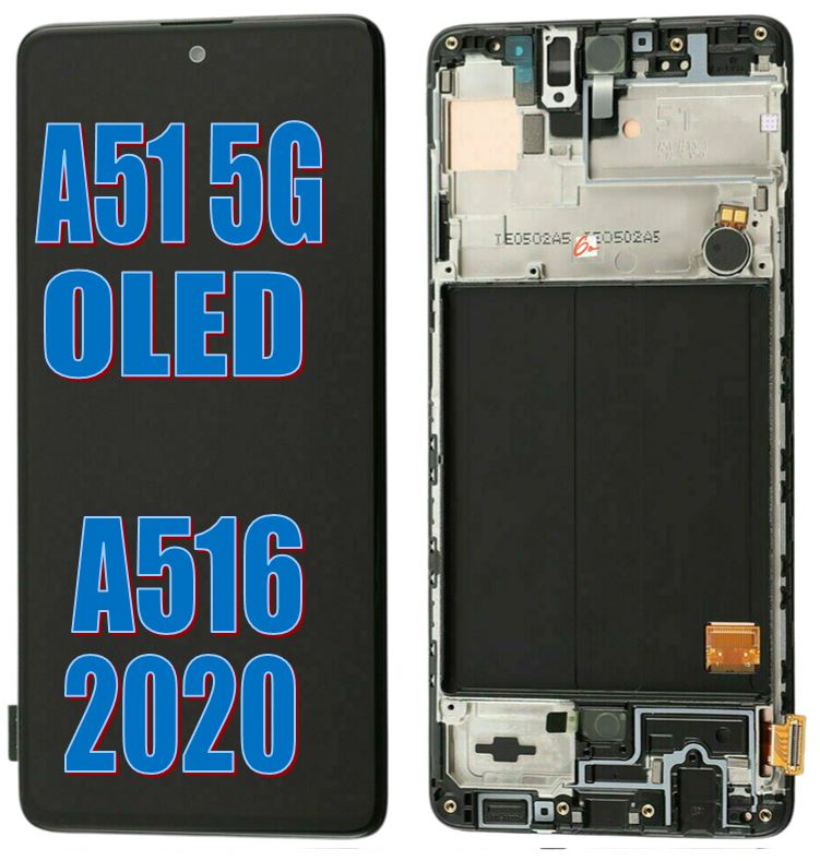A51 5G OLED LCD Screen Digitizer - With Frame - Black