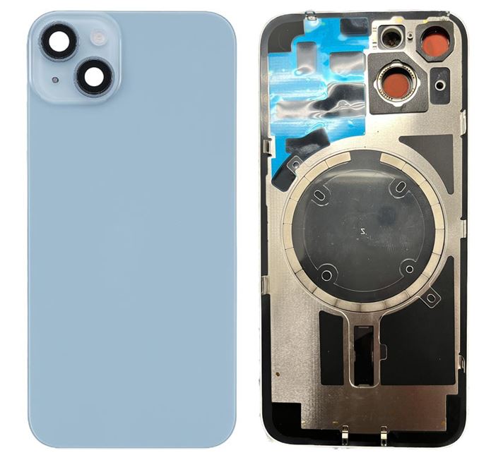 Back Glass with Steel Plate and Magnets Compatible for iPhone 14 Blue