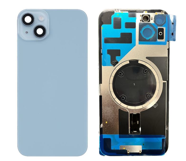 Back Glass with Steel Plate and Magnets Compatible for iPhone 14 Plus Blue