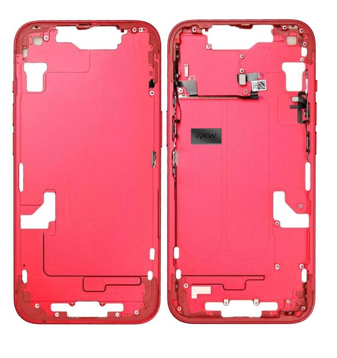 iPhone 14 Middle Frame Housing and Back glass with Parts (Red)