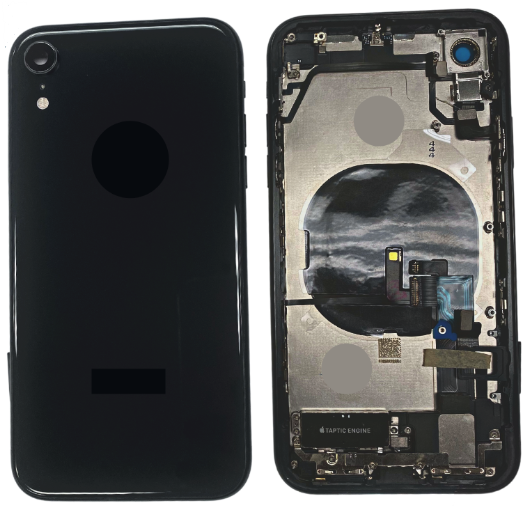 iPhone-XR-Back Housing with Full Parts+Adhesive - OEM  - Black  including charging port