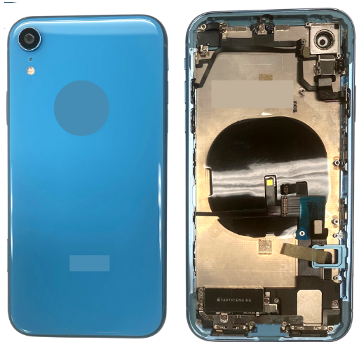 iPhone-XR-Back Housing with Full Parts+Adhesive -OEM -Blue including charging port