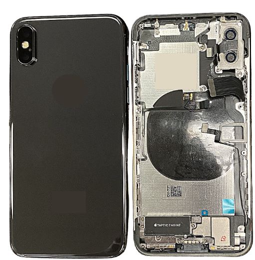 iPhone-X Back Housing with Full Parts+Adhesive - OEM - Black including charging port
