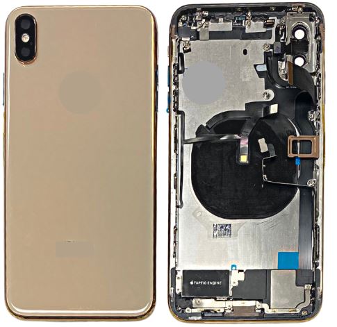 iPhone-XS MAX-Back Housing with Full Parts With Adhesive  (charging port incluided)-OEM -Gold including charging port
