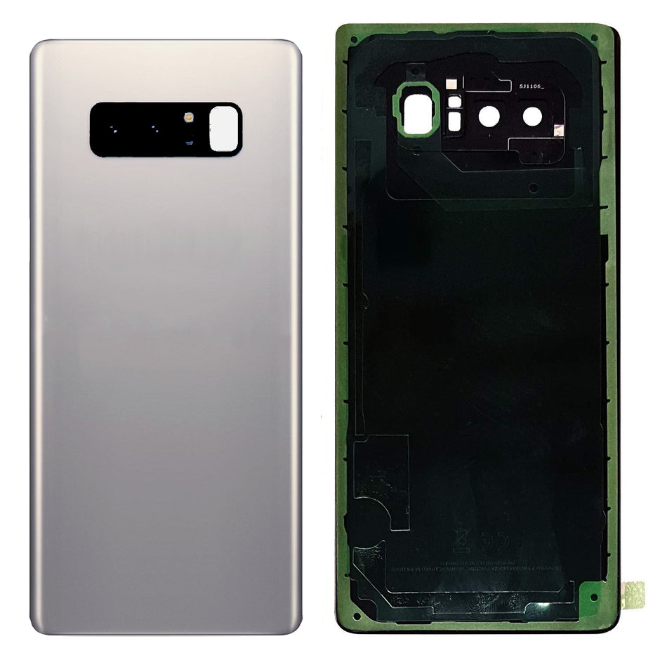 Note 8 Back Glass With Lens  - Artic Silver