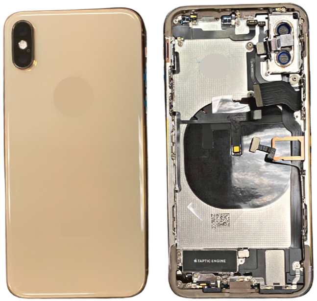 iPhone-XS-Back Housing with Fulll Parts+Adhesive -OEM -Gold including charging port